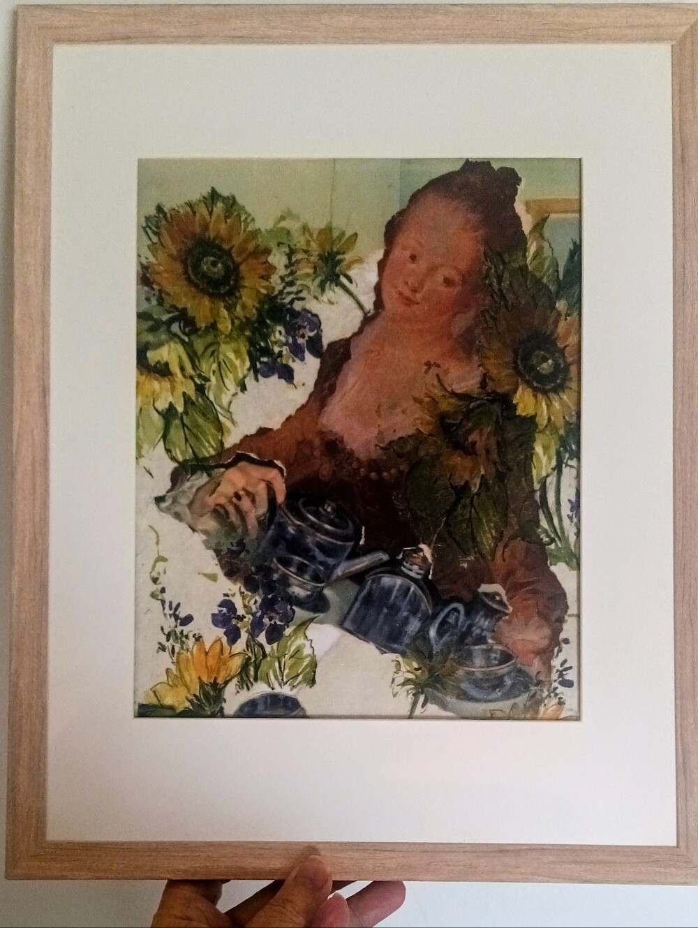 Ginger Spills The Tea,  Framed Oak Decoupage Art Framed